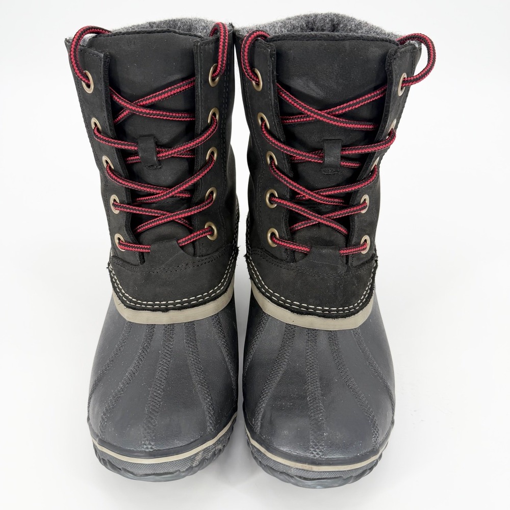 Sorel Slimpack II Lace Duck Boots Women 10 Black Waterproof Leather Winter